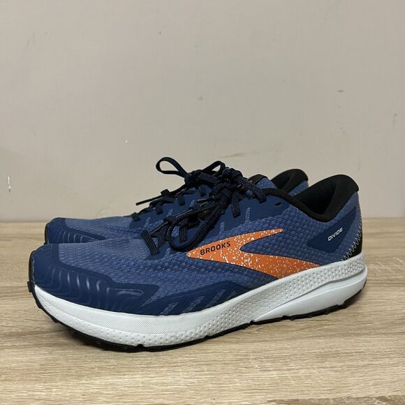 Brooks Men’s Divide 4 Size 10 Trail Running Shoes Blue/Navy/Firecracker - Picture 1 of 14